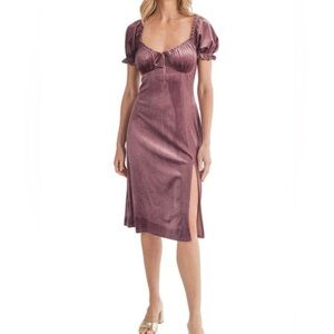 All in Favor puff sleeve crushed velvet babydoll dress womens size M whimsygoth
